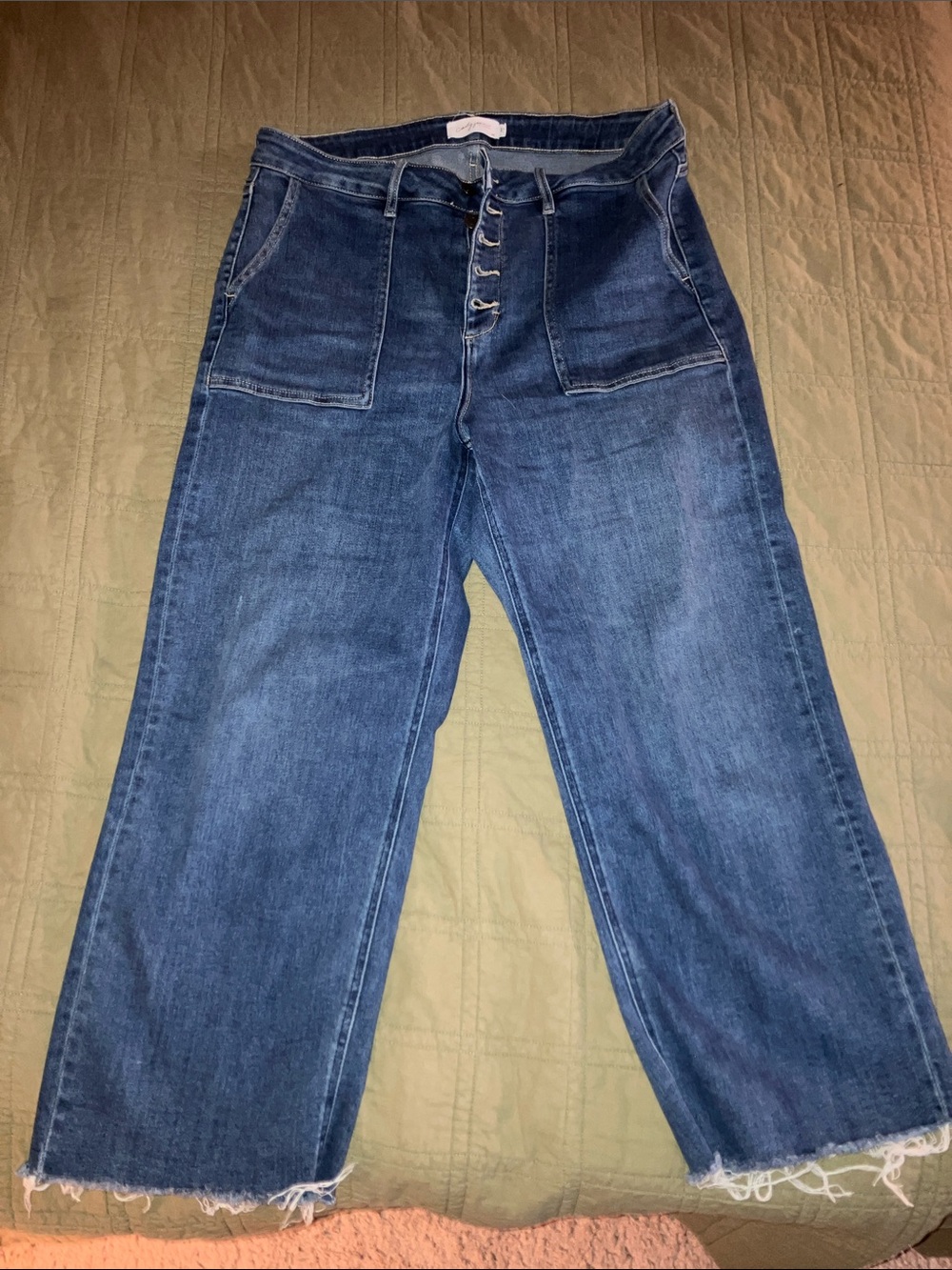 Carly Jean Los Angeles medium Blue Cropped Ankle Wide-Leg Jeans